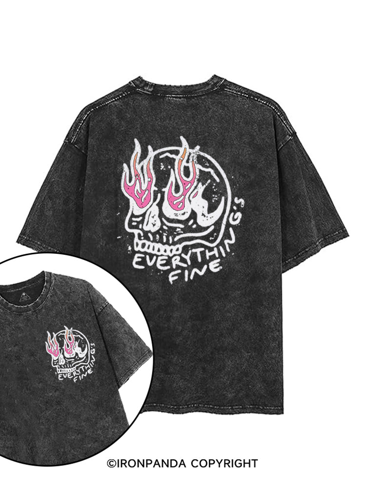 Everything is Fine Funny Skeleton printed Gym Shirt