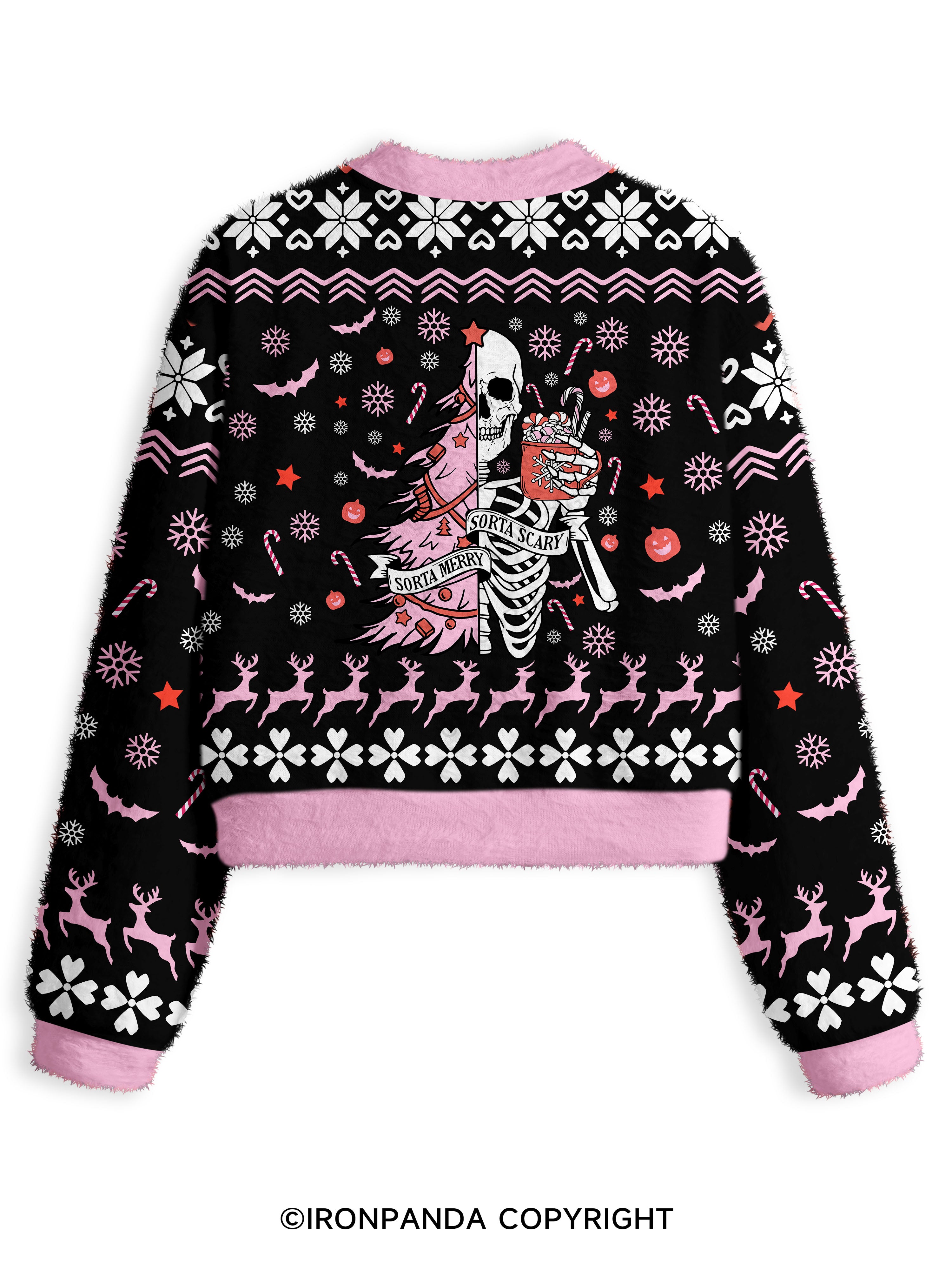 SORTA MERRY SORTA SCARY Fuzzy Fleece Crop Sweater