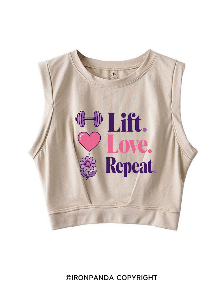 LIFT. LOVE. REPEAT SLEEVELESS CROP TOPS