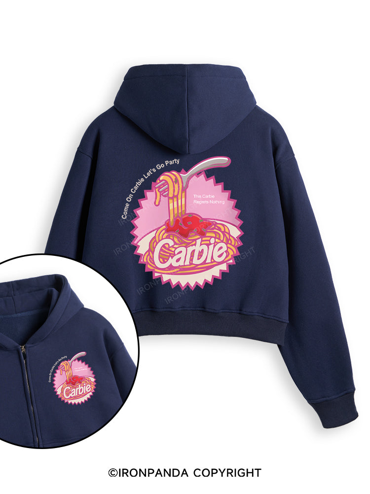 Carbie I Love Carbs Bread Pasta Pizza Fleece Crop Zip Up Hoodie