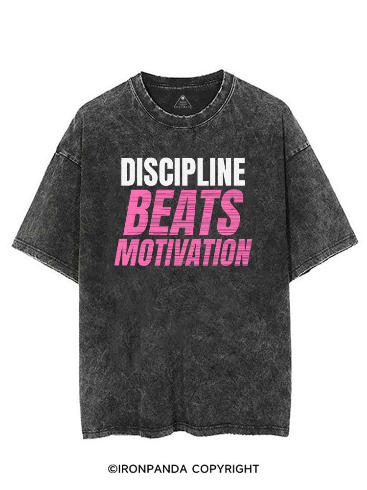 DISCIPLINE BEATS MOTIVATION VINTAGE GYM SHIRT