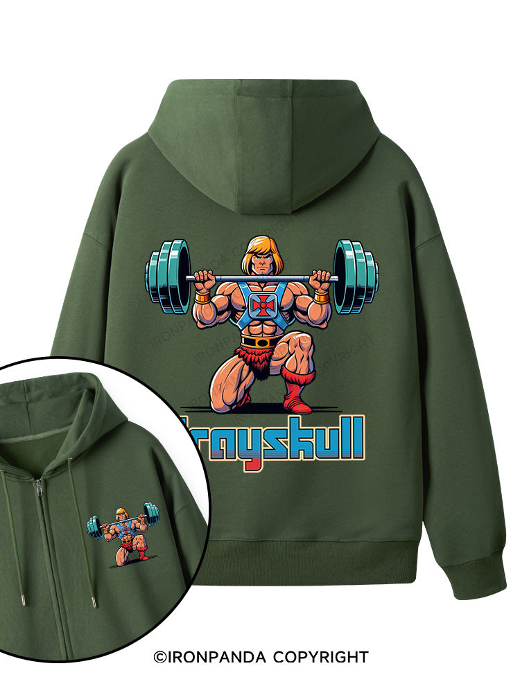 grayskull he man weightliting Double-Sided Printed Fleece Zip Up Hoodie