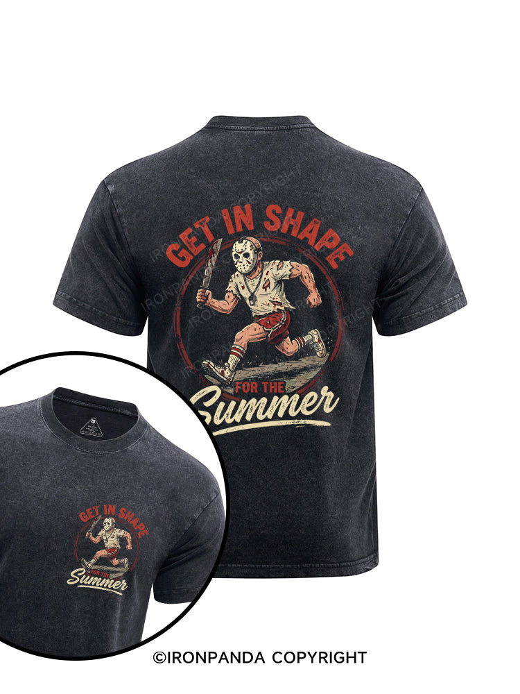 Get In Shape For The Summer Printed Washed Gym Shirt