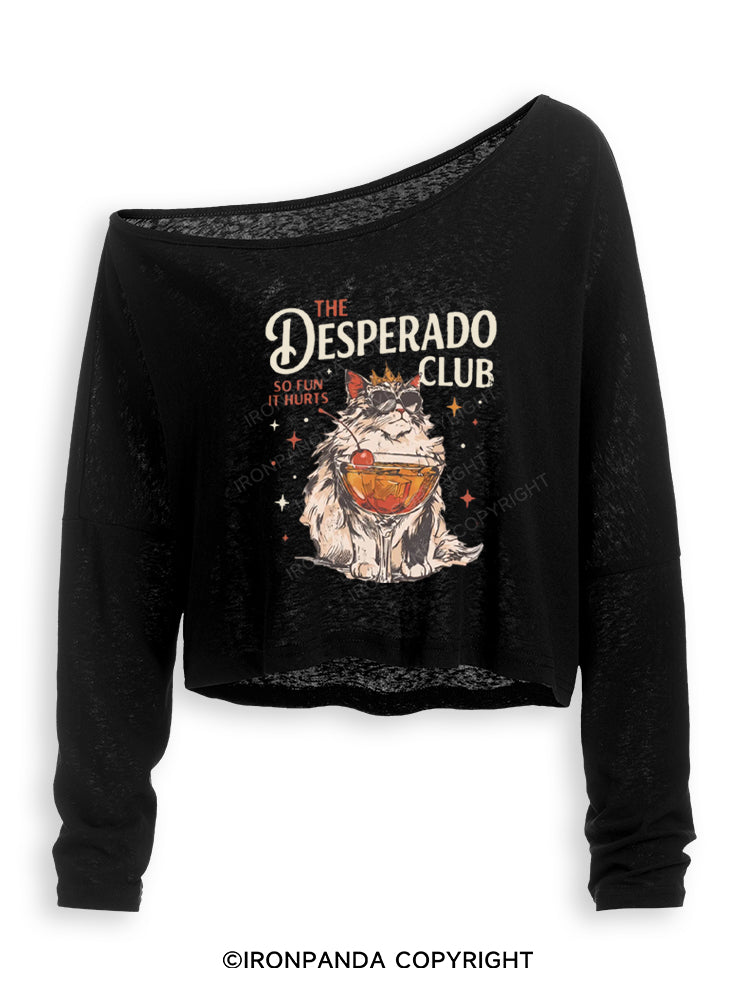 THE DESPERADO CLUB SO FUN IT HURTS Off Shoulder Long Sleeve Crop Top