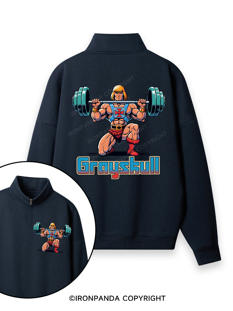 grayskull he man weightliting Double-Sided Printed Quarter-Zip Fleece Sweatshirt