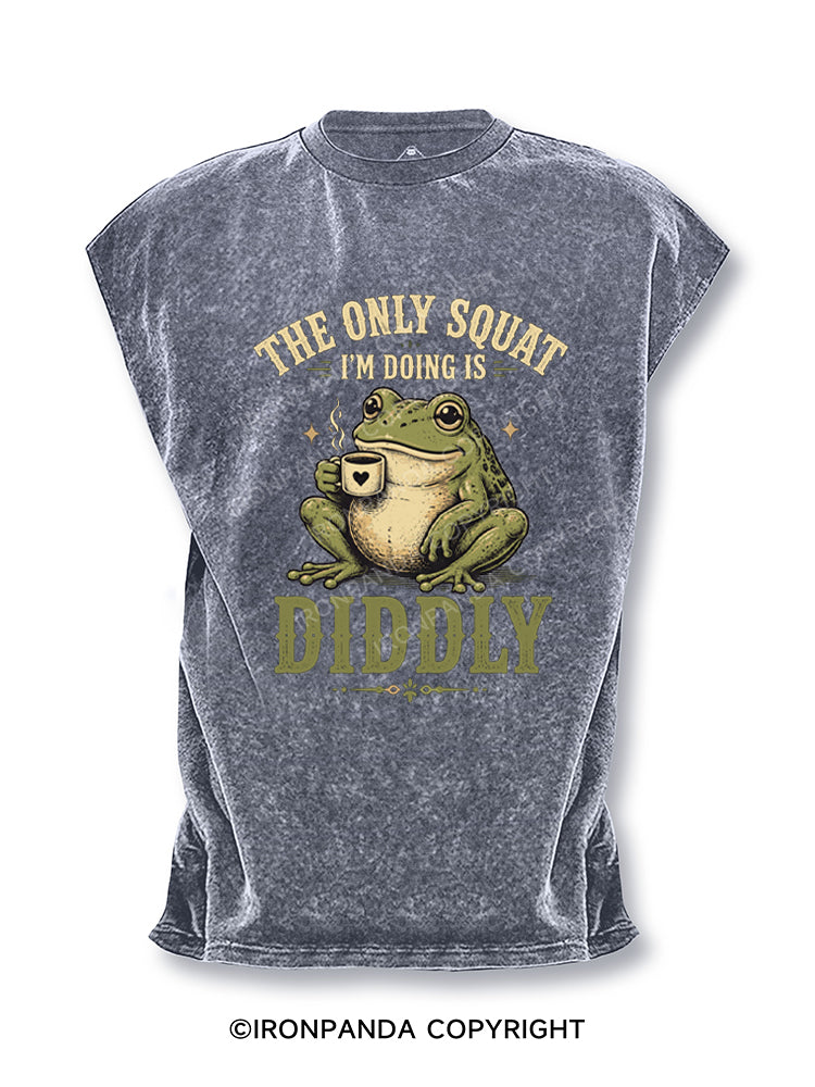 Funny Frog Squat Diddly Fitness Pun Coffee Cut Off Tank