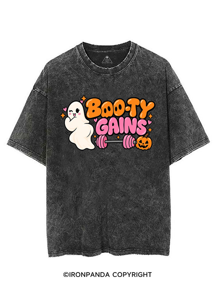BOO-TY GAINS CUTE GHOST HALLOWEEN VINTAGE GYM SHIRT
