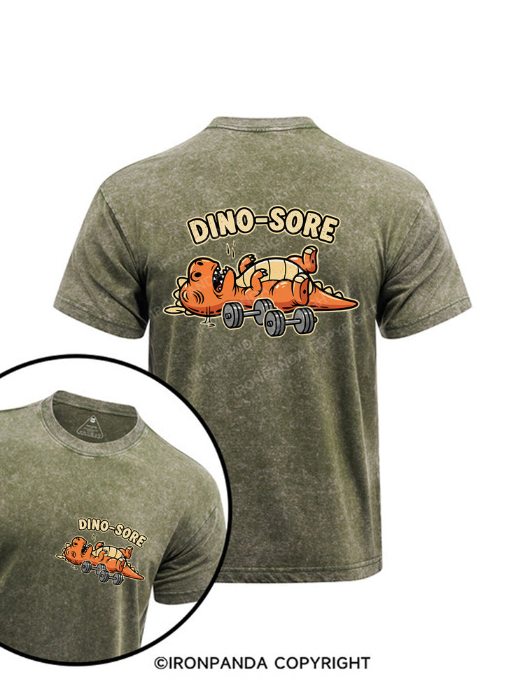 Dino-Sore Lifter Workout Printed Washed Gym Shirt