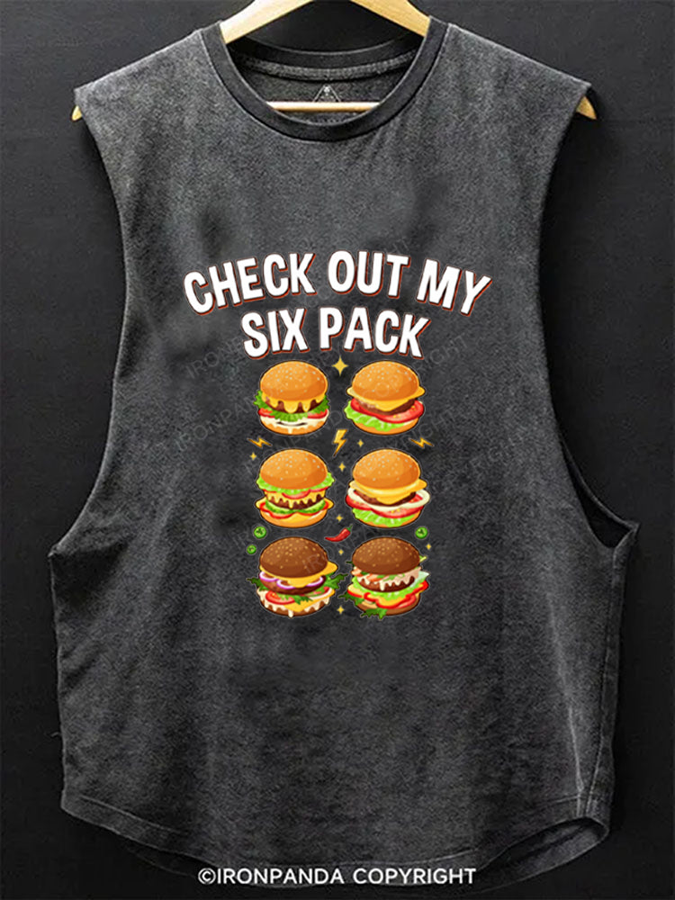 Check Out My Six Pack Hamburger Scoop Bottom Cotton Tank