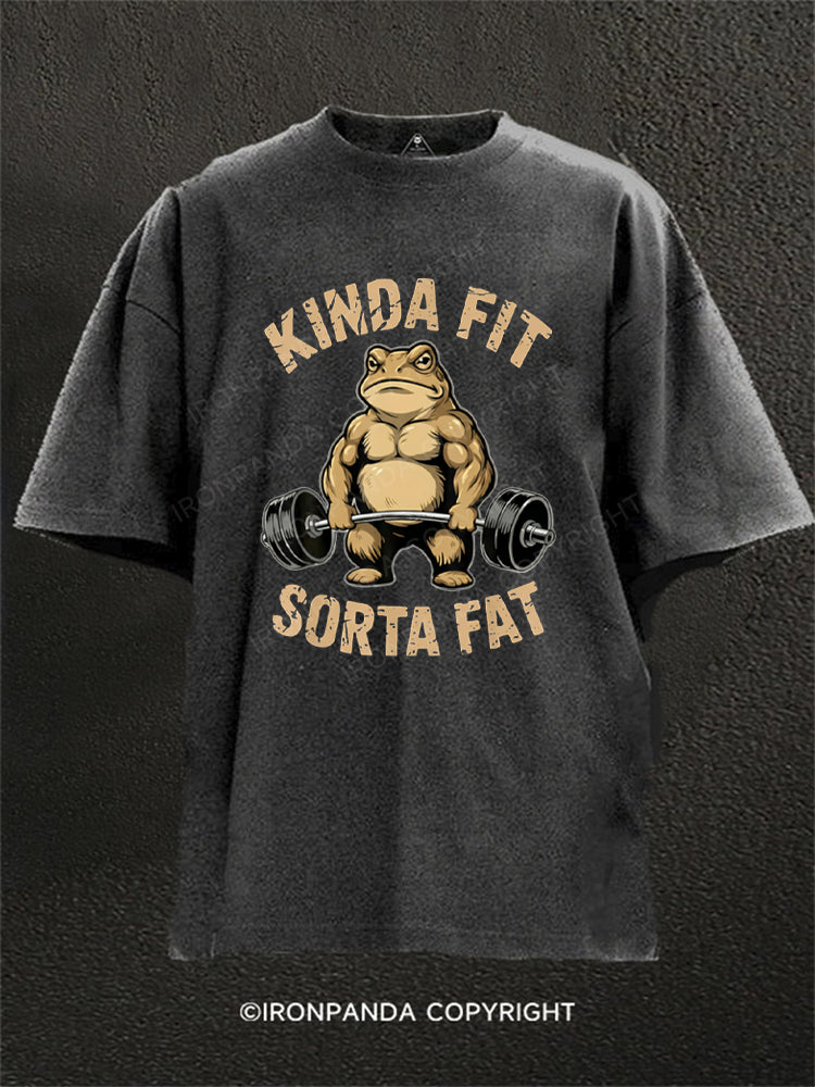 Kinda Fit Sorta Fat Funny Frog Washed Gym Shirt