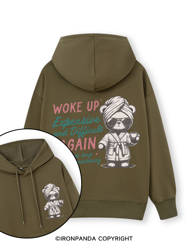 WOKE UP EXPENSIVE AND DIFFICULT AGAIN Double-Sided Printed Classic Gym Hoodie