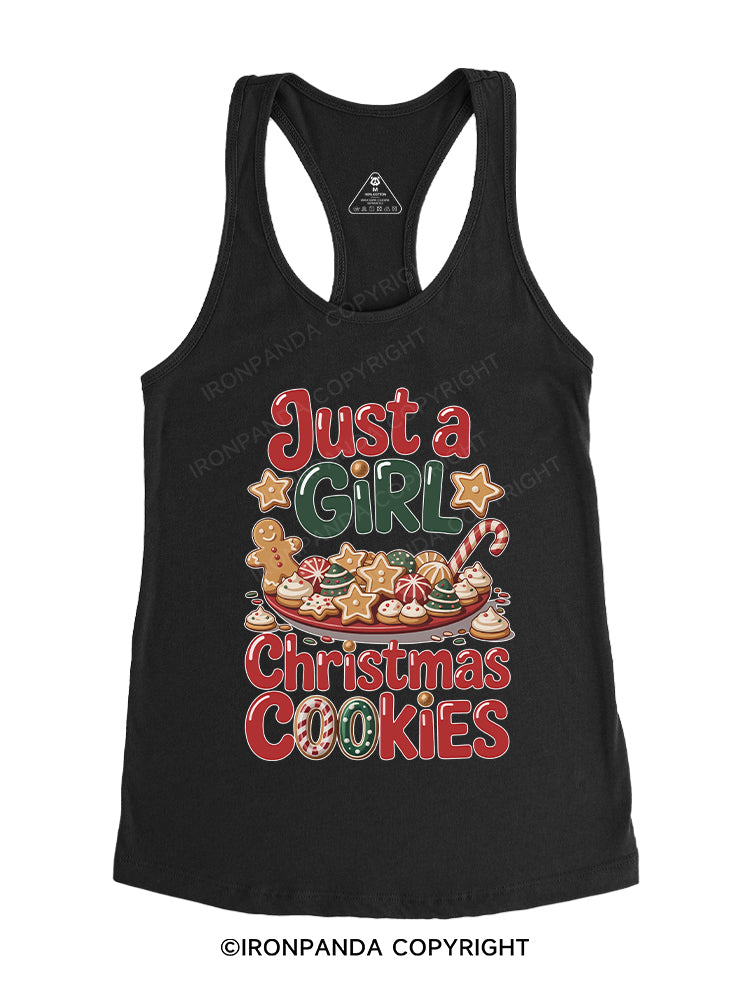 Just a girl Christmas cookies Gym Racerback Tank