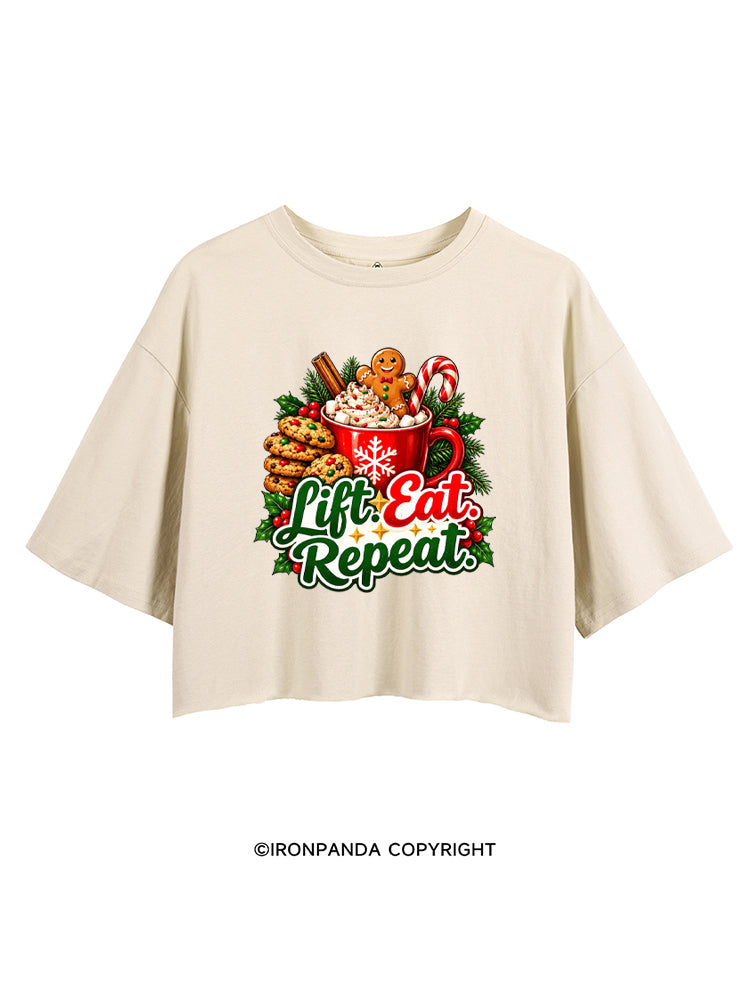 LIFT EAT REPEAT HOT COCOA & COOKIES CROP TOPS