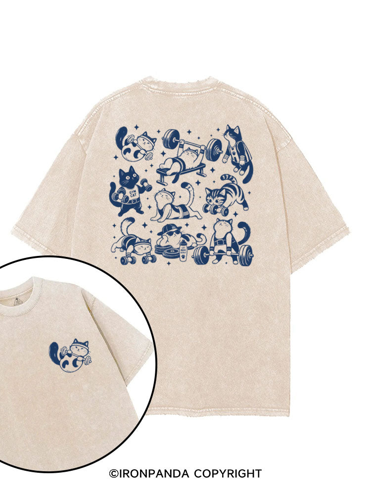CUTE CAT LIFTING CLUB printed Gym Shirt