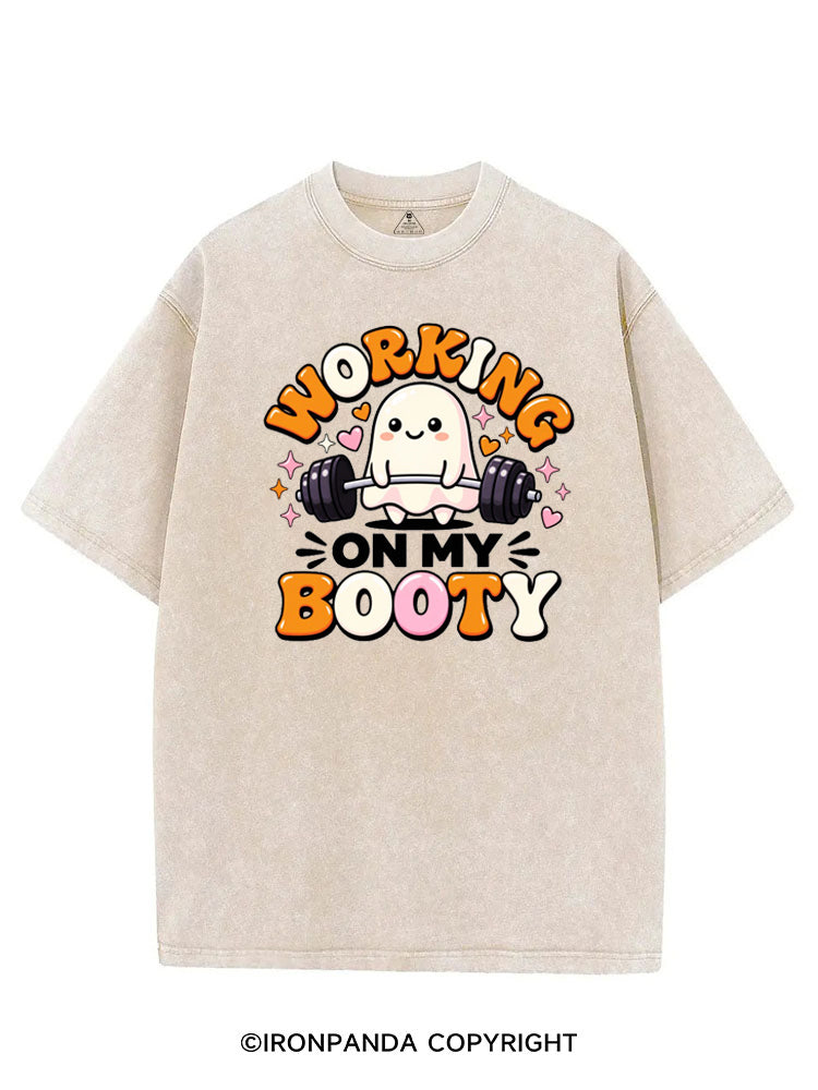 WORKING ON MY BOOTY FUNNY GHOST HALLOWEEN VINTAGE GYM SHIRT