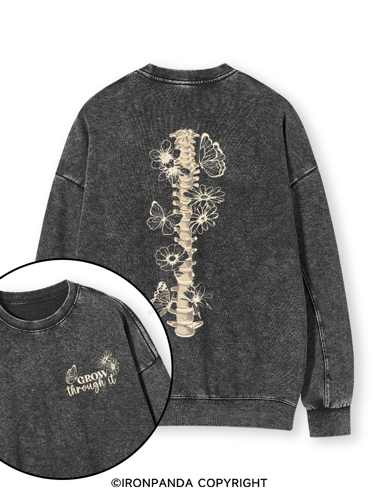 Grow Through It Double-Sided Printed Washed Sweatshirt