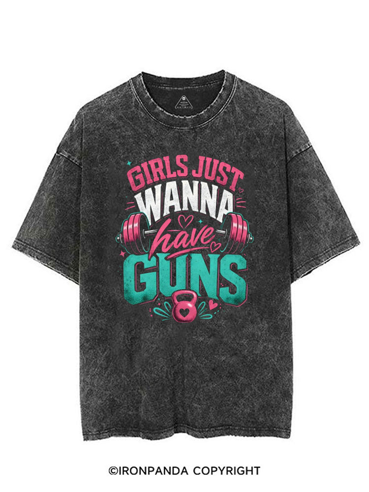 GIRLS JUST WANNA HAVE GUNS WORKOUT VINTAGE GYM SHIRT