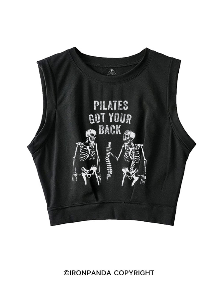 PILATES GOT YOUR BACK SKELETON SLEEVELESS CROP TOPS