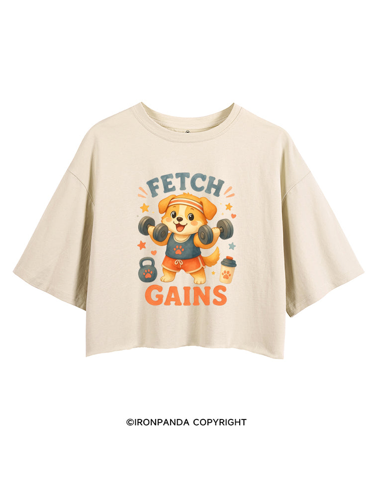 FETCH GAINS GYM DOG CROP TOPS