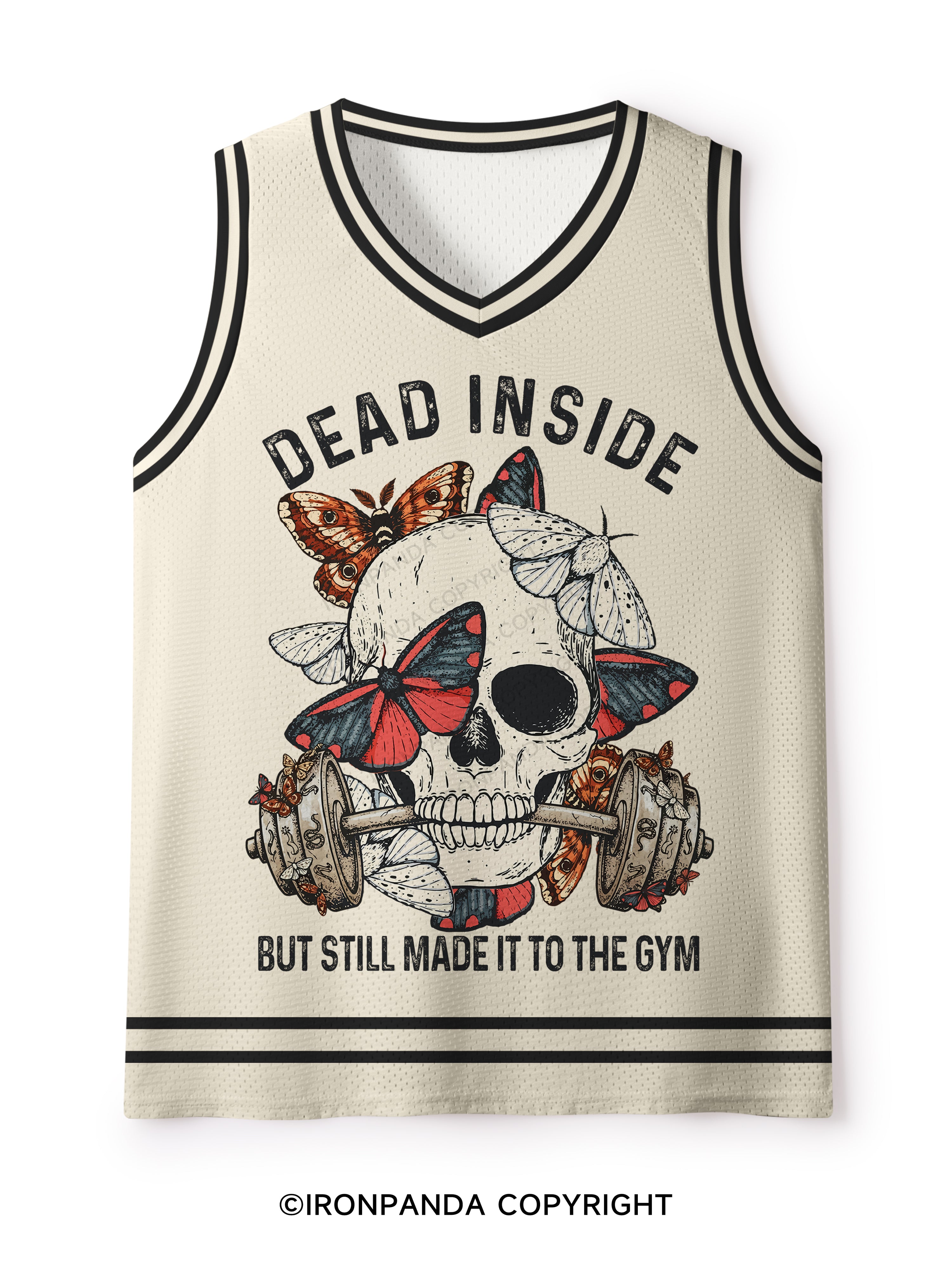 DEAD INSIDE BUT STILL MADE IT TO THE GYM SKELETON Mesh Tank Top