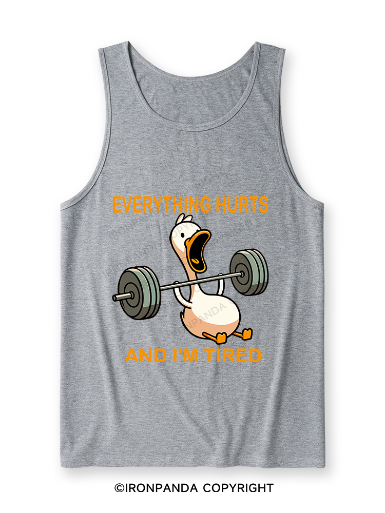 EVERYTHING HURTS AND I'M TIRED DUCK Ultra Soft Heather Tank
