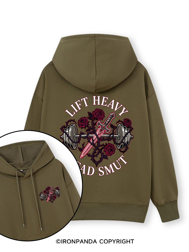 LIFT HEAVY READ SMUT Double-Sided Printed Classic Gym Hoodie