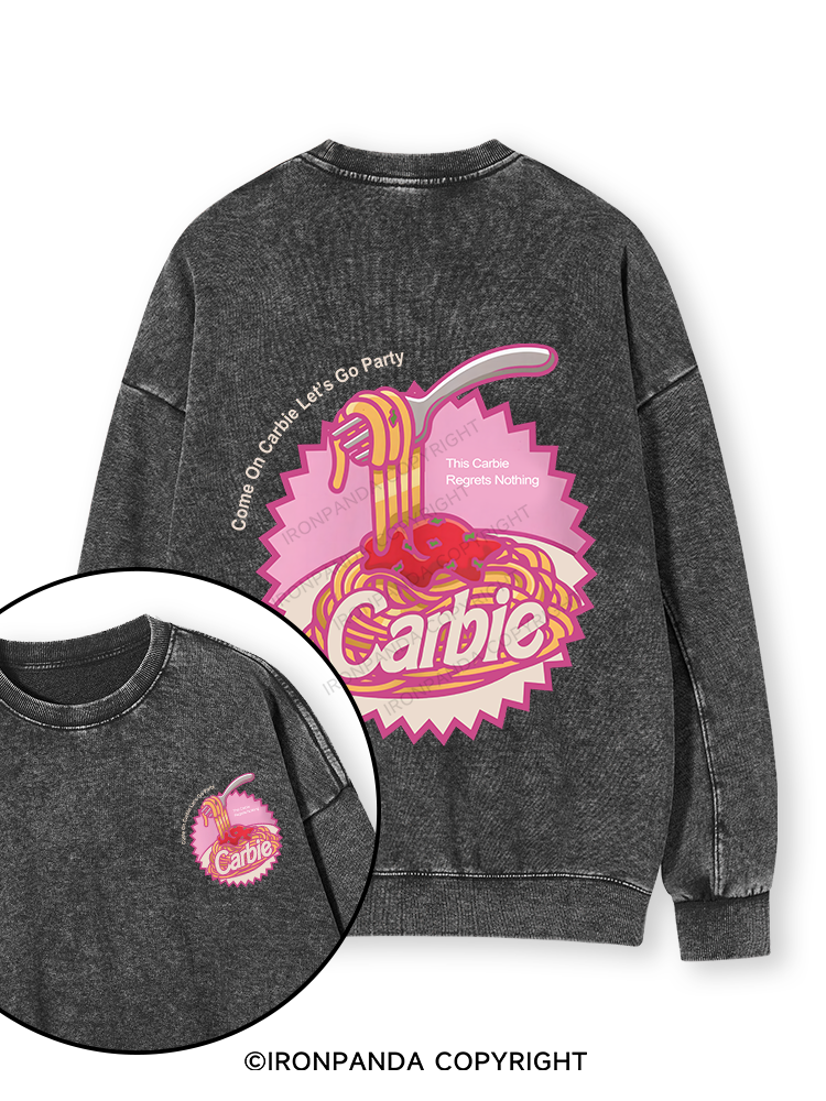 Carbie I Love Carbs Bread Pasta Pizza Double-Sided Printed Washed Sweatshirt