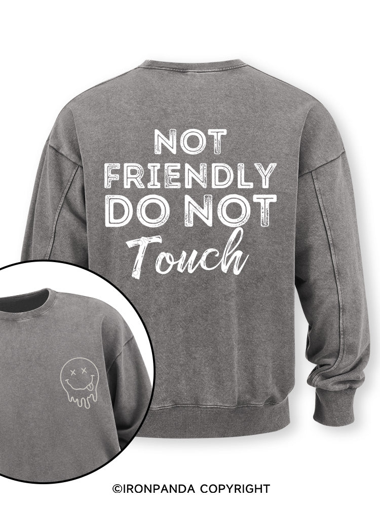 Not friendly, do not touch Double-Sided Printed Washed Sweatshirt
