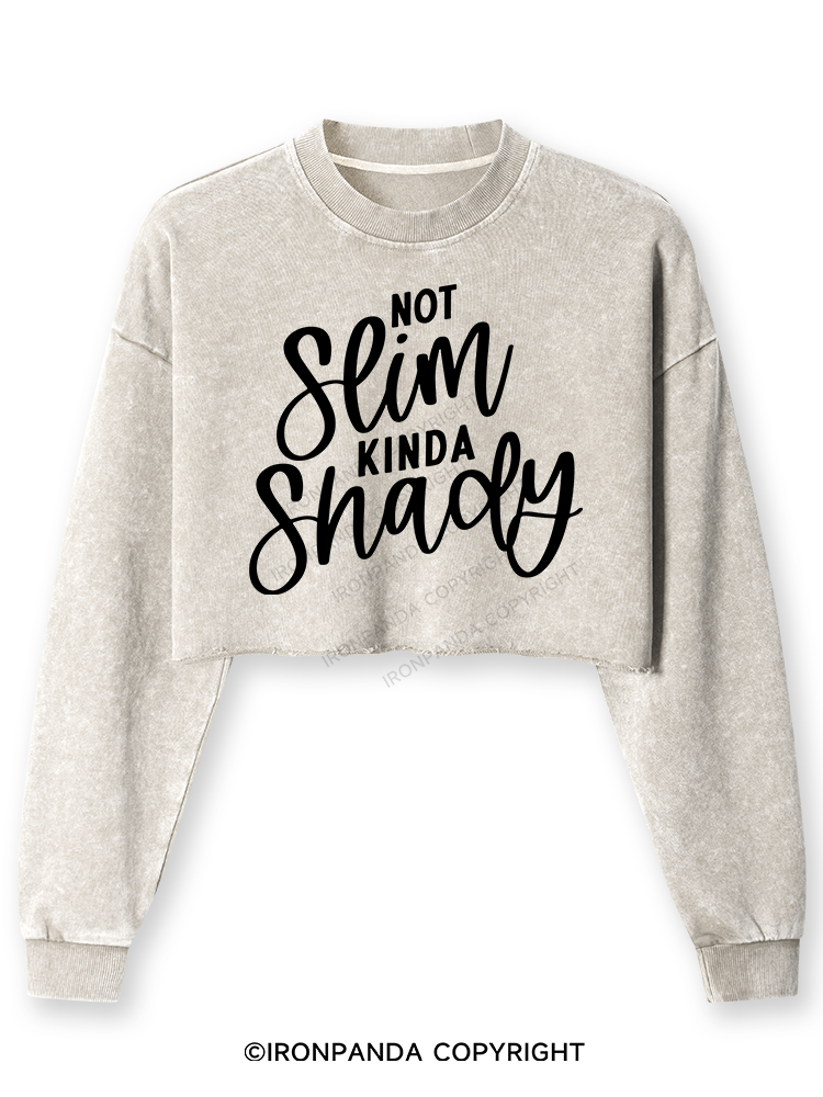 Not Slim Kinda Shady Washed Long-Sleeve Crop Top