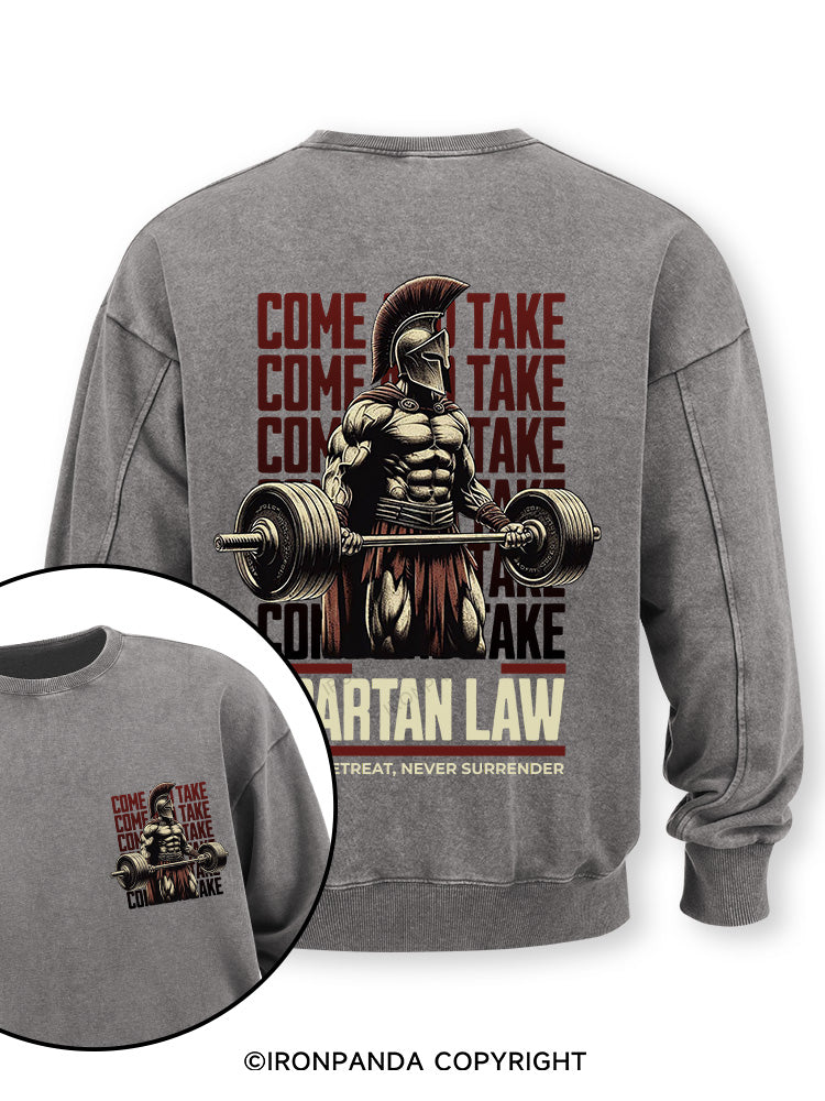 spartan law Double-Sided Printed Washed Sweatshirt