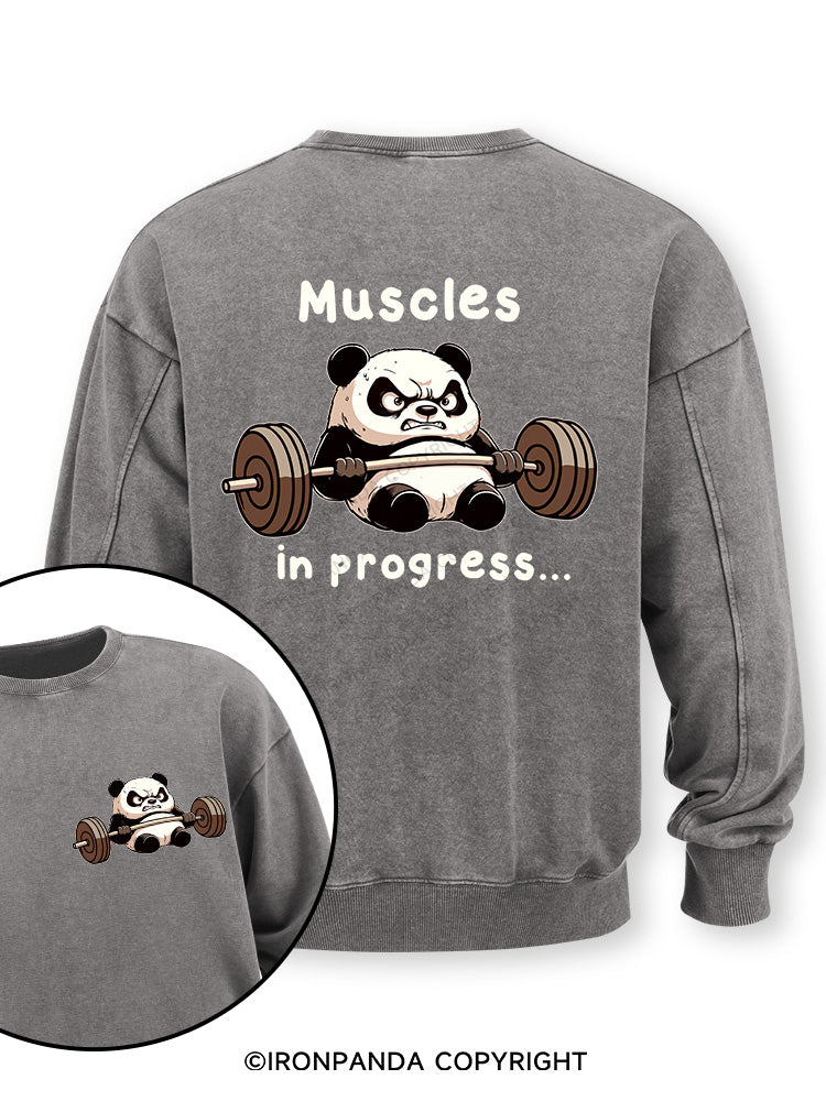 muscles in progress Double-Sided Printed Washed Sweatshirt