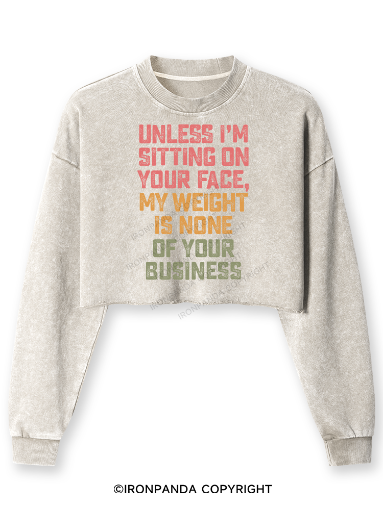 UNLESS I'M SITTING ON YOUR FACE Washed Long-Sleeve Crop Top
