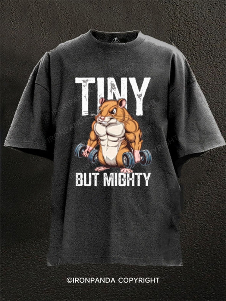 Tiny But Mighty Muscular Hamster Washed Gym Shirt