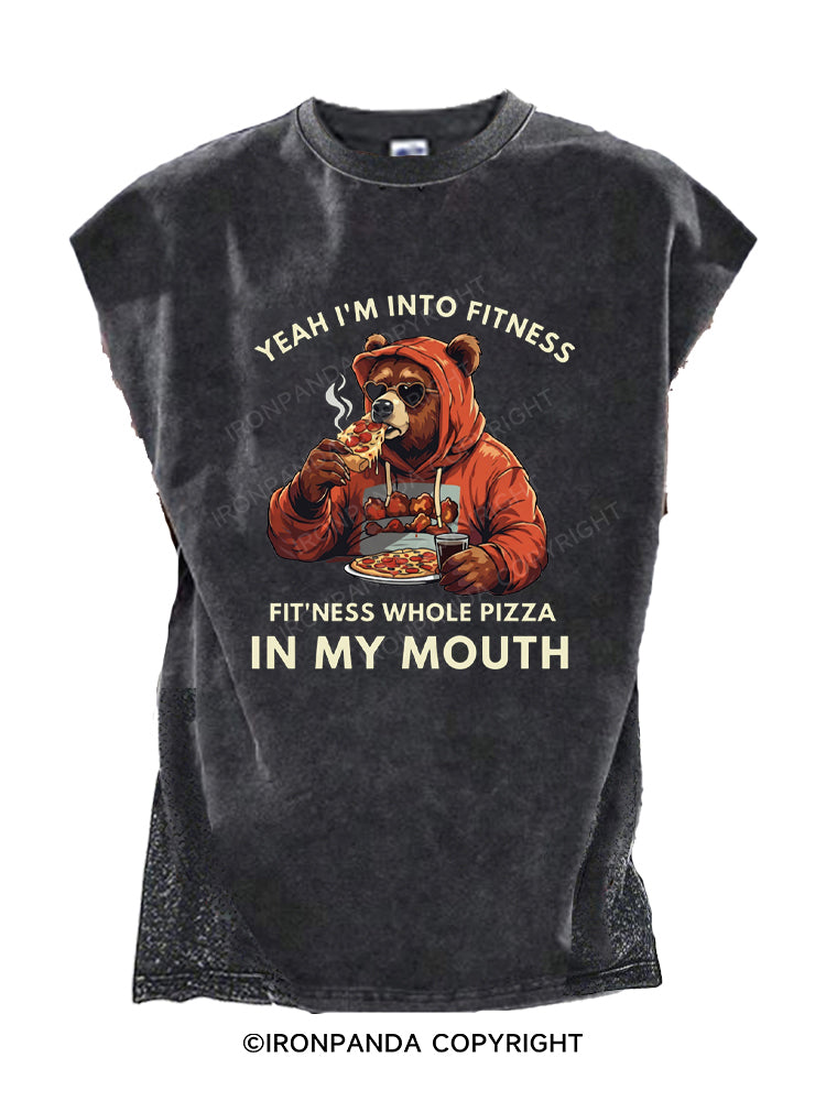 Funny Bear Fitness Pun Pizza Cut Off Tank