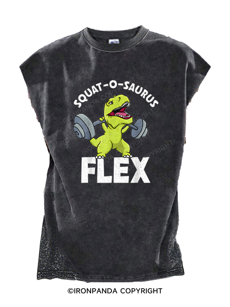 Squat-O-Saurus Flex Funny Dinosaur Cut Off Tank