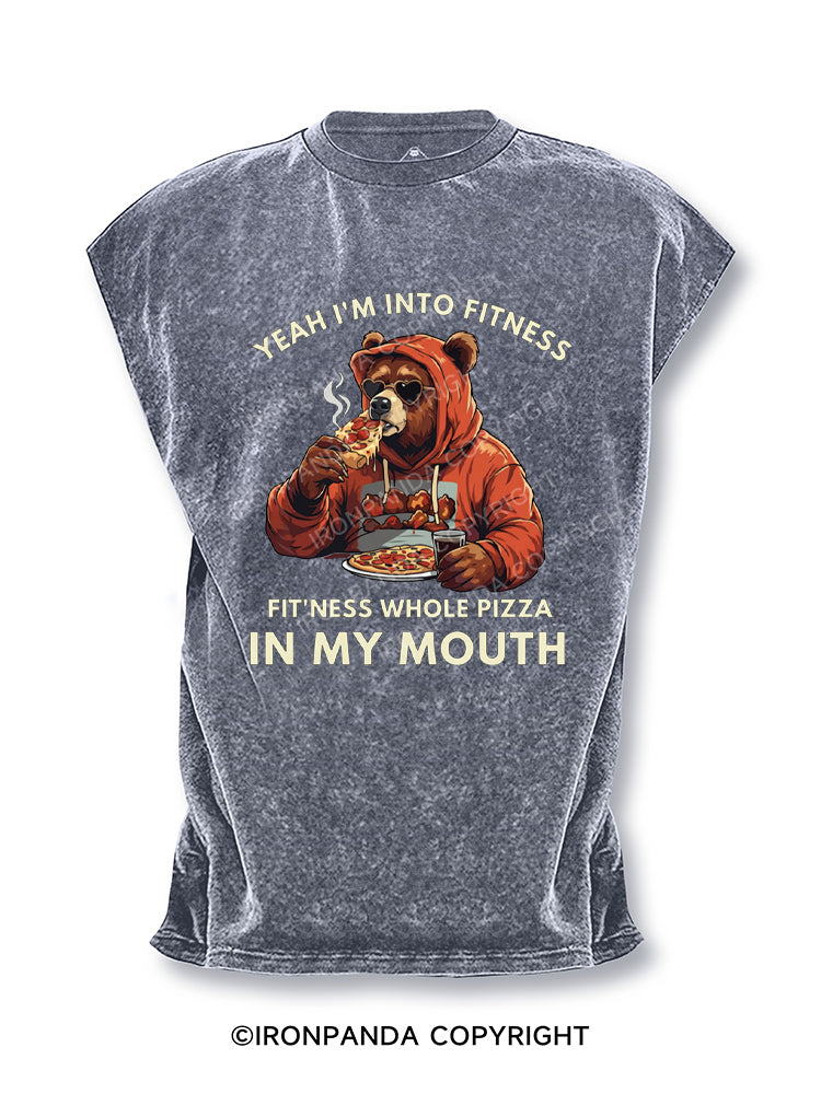 Funny Bear Fitness Pun Pizza Cut Off Tank