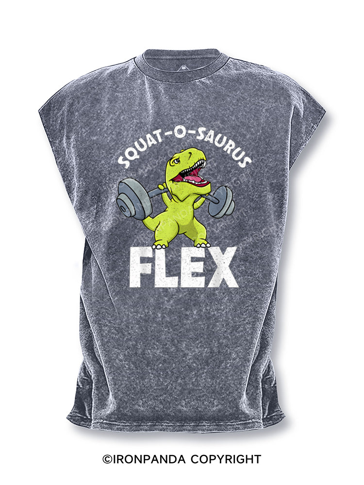 Squat-O-Saurus Flex Funny Dinosaur Cut Off Tank