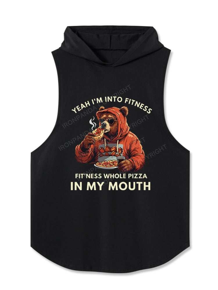 Funny Bear Fitness Pun Pizza Hooded Tank