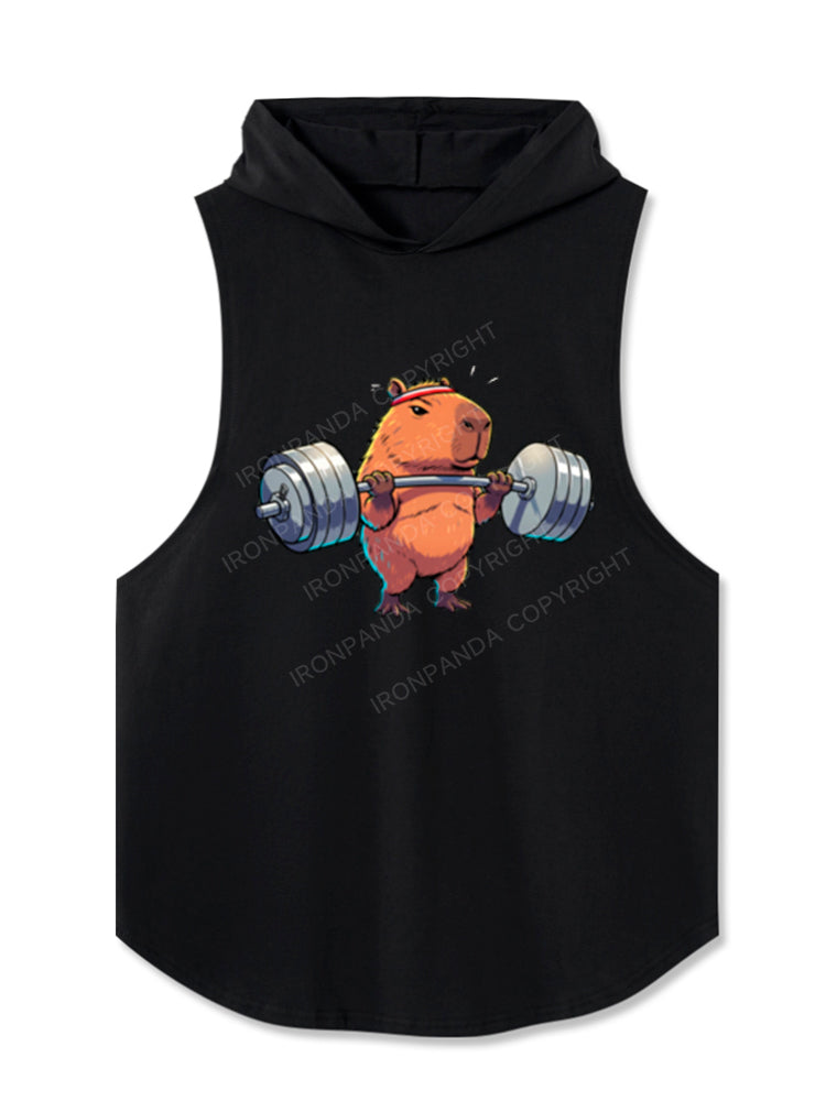 Capybara Weightlifting Funny Gym Workout Hooded Tank