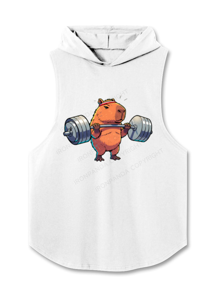 Capybara Weightlifting Funny Gym Workout Hooded Tank