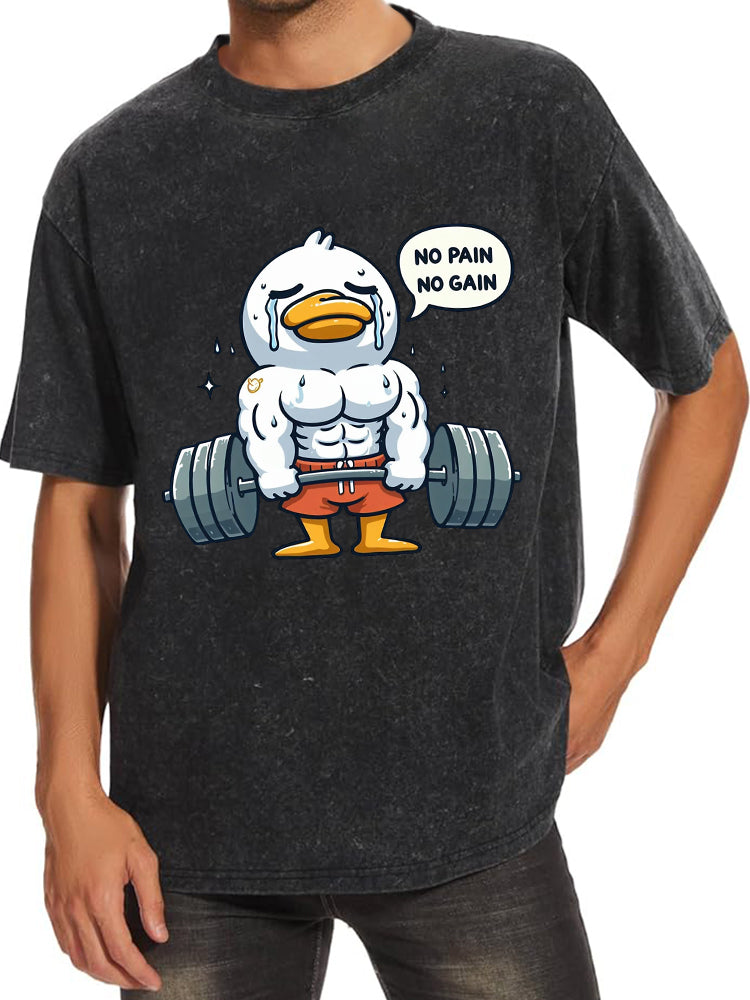 No Pain No Gain Duck Washed Gym Shirt