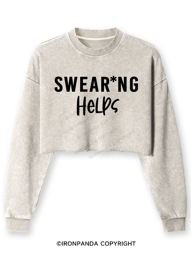 SWEAR*NG HELPS Washed Long-Sleeve Crop Top