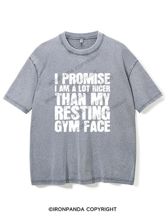 Nicer Than My Resting GYM Face Washed Gym Shirt