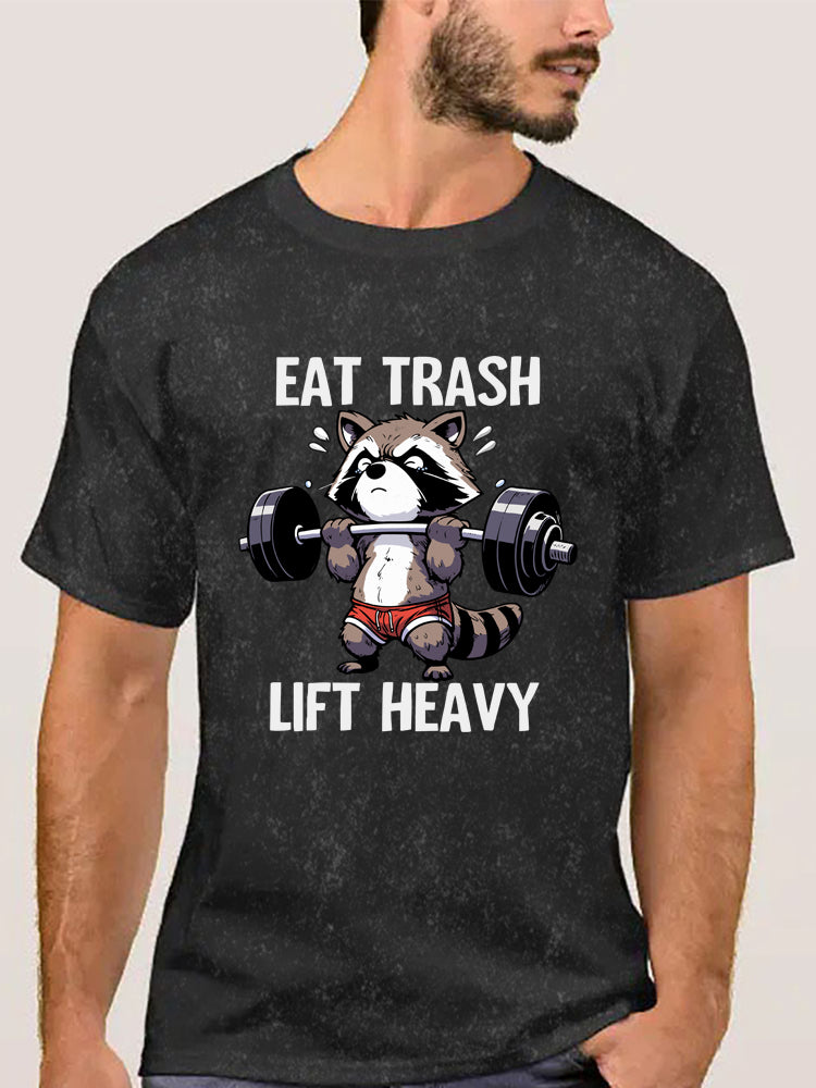 Eat Trash Lift Heavy Washed Gym Shirt