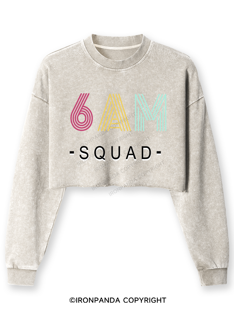 6 AM SQUAD Washed Long-Sleeve Crop Top