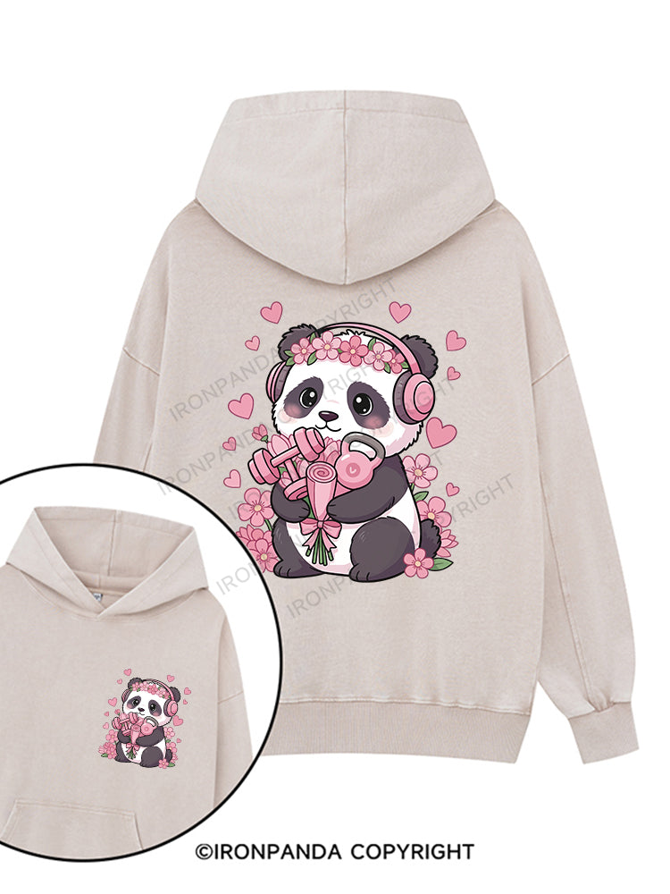 Panda Gains Printed Washed Gym Hoodie