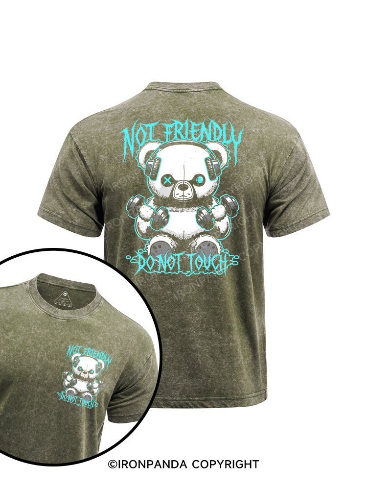 Not friendly do not touch printed Washed Gym Shirt