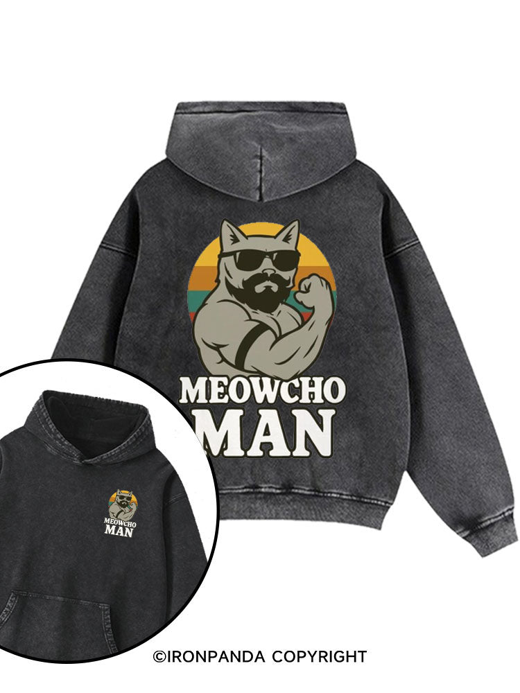 Cat Dad Printed Washed Gym Hoodie
