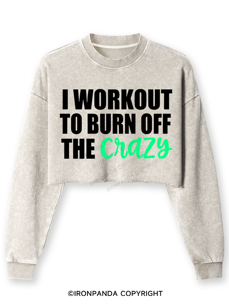 I Workout to Burn Off The Crazy Washed Long-Sleeve Crop Top