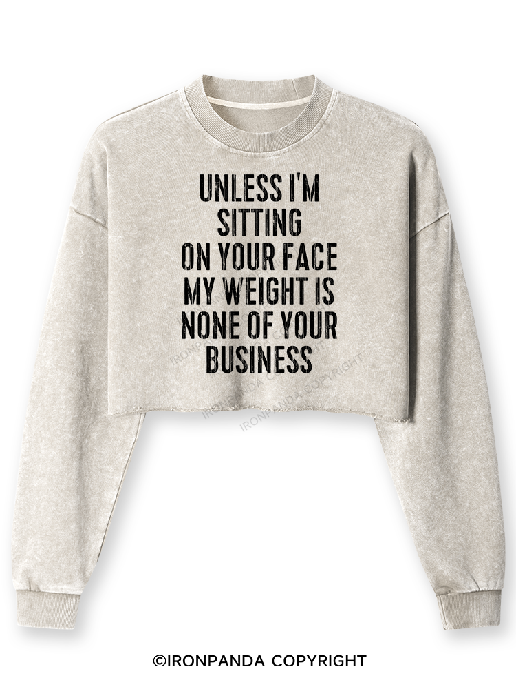 UNLESS I'M SITTING ON YOUR FACE Washed Long-Sleeve Crop Top